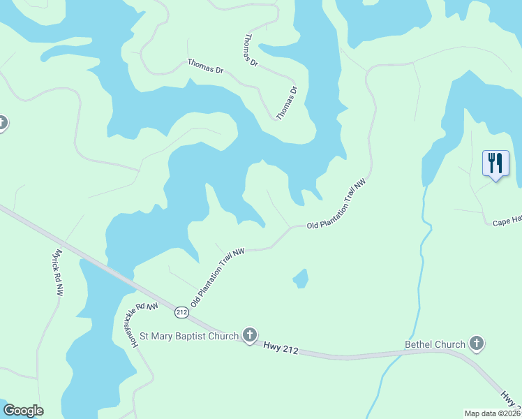 map of restaurants, bars, coffee shops, grocery stores, and more near 140 Old Plantation Trail Northwest in Milledgeville