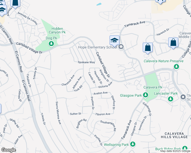 map of restaurants, bars, coffee shops, grocery stores, and more near 3611 Haverhill Street in Carlsbad
