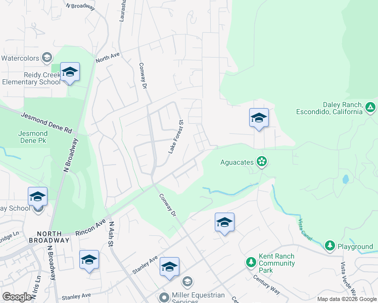 map of restaurants, bars, coffee shops, grocery stores, and more near 2312 Briarwood Place in Escondido