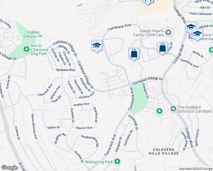 map of restaurants, bars, coffee shops, grocery stores, and more near 2831 Andover Avenue in Carlsbad