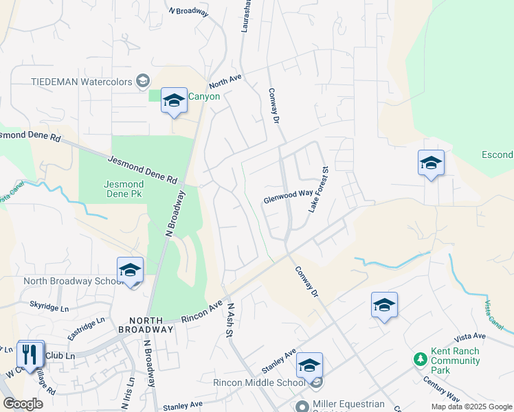 map of restaurants, bars, coffee shops, grocery stores, and more near 2331 Fair Oak Court in Escondido