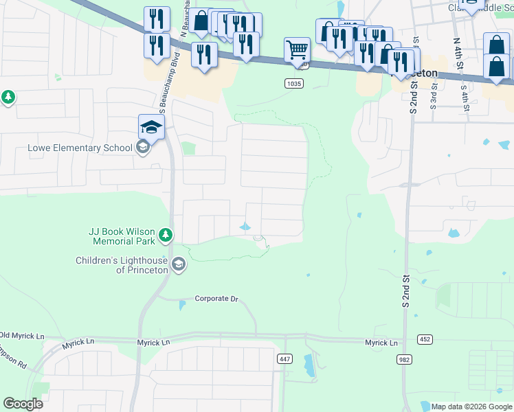 map of restaurants, bars, coffee shops, grocery stores, and more near 511 Deer Canyon Way in Princeton