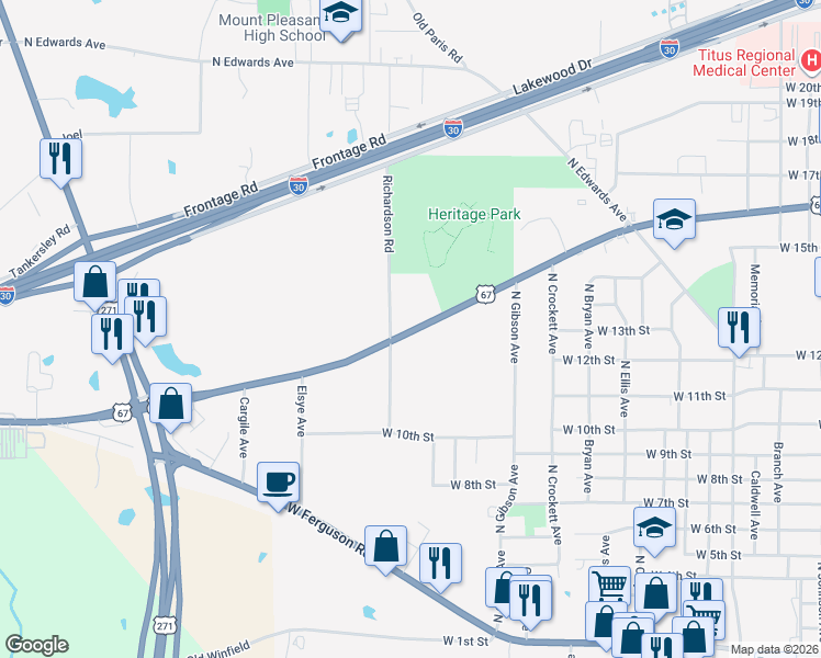 map of restaurants, bars, coffee shops, grocery stores, and more near 1434 West 16th Street in Mount Pleasant