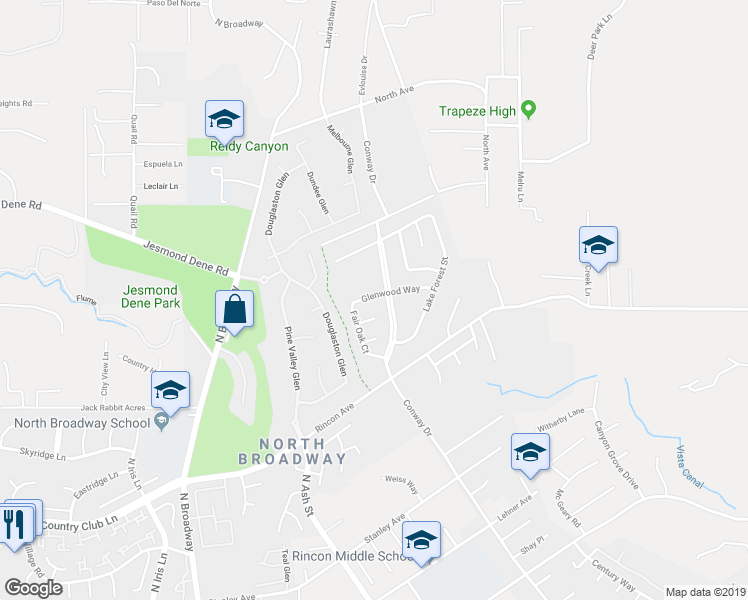 map of restaurants, bars, coffee shops, grocery stores, and more near 908 Glenwood Way in Escondido