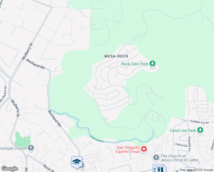 map of restaurants, bars, coffee shops, grocery stores, and more near 2424 North Summit Circle Glen in Escondido