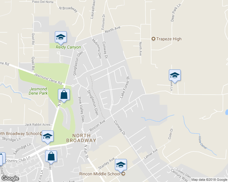 map of restaurants, bars, coffee shops, grocery stores, and more near 913 Glenwood Way in Escondido