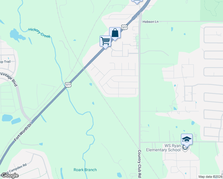 map of restaurants, bars, coffee shops, grocery stores, and more near 1121 Beechwood Drive in Denton