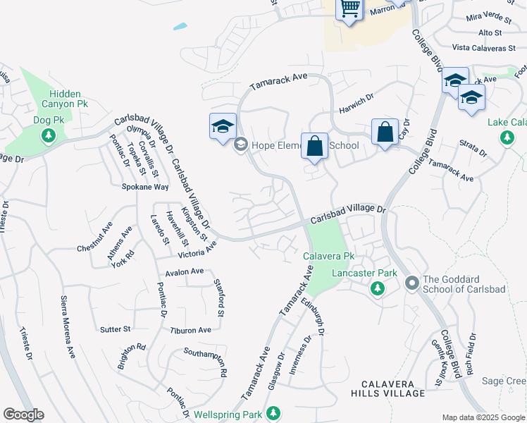 map of restaurants, bars, coffee shops, grocery stores, and more near 2830 Englewood Way in Carlsbad