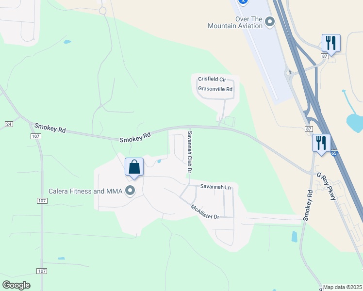 map of restaurants, bars, coffee shops, grocery stores, and more near 1027 Maryanna Road in Calera