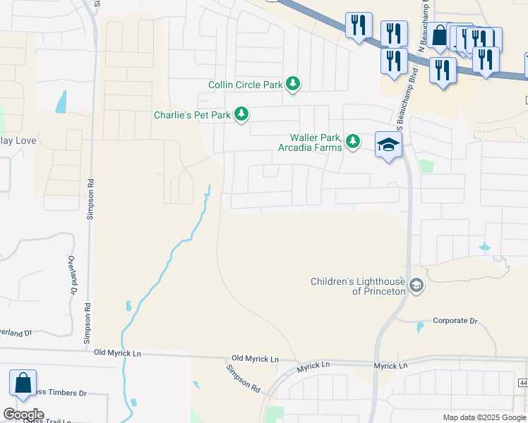 map of restaurants, bars, coffee shops, grocery stores, and more near 1002 Desert Lane in Princeton