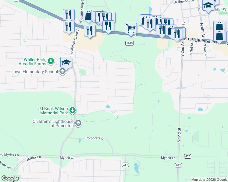 map of restaurants, bars, coffee shops, grocery stores, and more near 511 Deer Canyon Way in Princeton