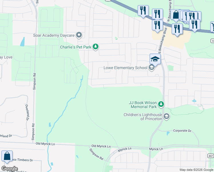 map of restaurants, bars, coffee shops, grocery stores, and more near 1-49 Collin Circle in Princeton