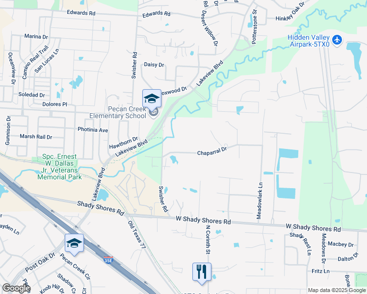 map of restaurants, bars, coffee shops, grocery stores, and more near 167 Chaparral Estates in Shady Shores