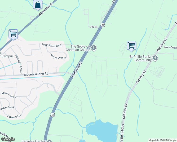 map of restaurants, bars, coffee shops, grocery stores, and more near 1222 Mountain Pine Road in Moncks Corner