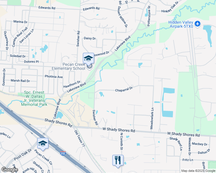 map of restaurants, bars, coffee shops, grocery stores, and more near 167 Chaparral Estates in Shady Shores