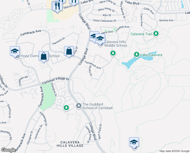 map of restaurants, bars, coffee shops, grocery stores, and more near 3735 Cavern Place in Carlsbad