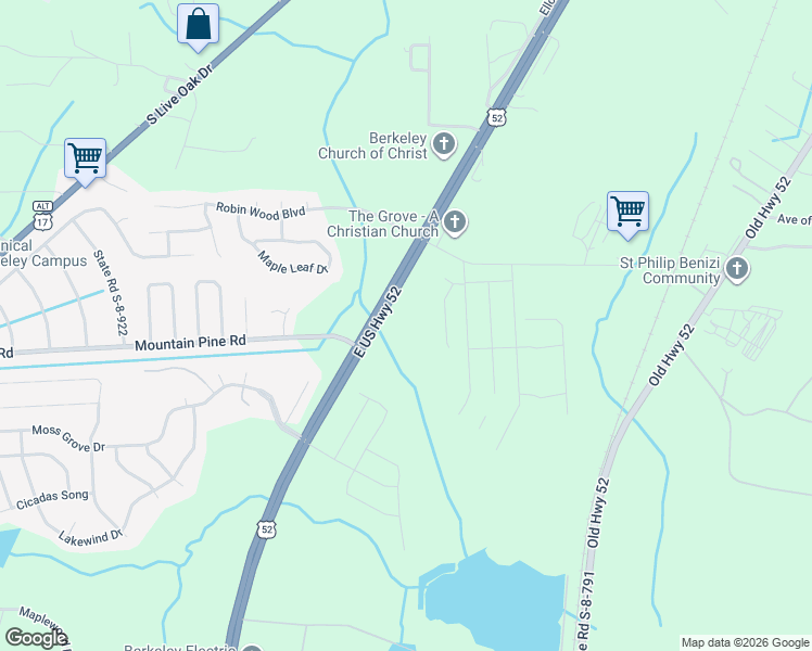 map of restaurants, bars, coffee shops, grocery stores, and more near 1222 Mountain Pine Road in Moncks Corner