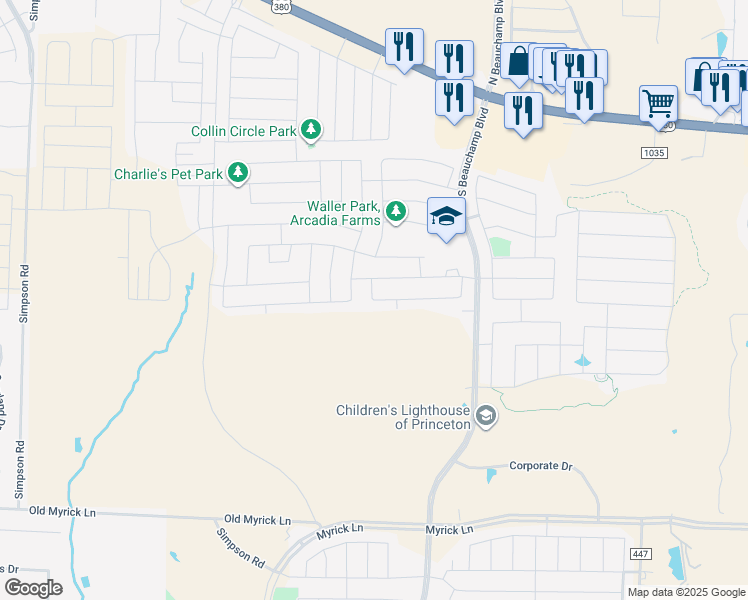 map of restaurants, bars, coffee shops, grocery stores, and more near 1002 Desert Lane in Princeton
