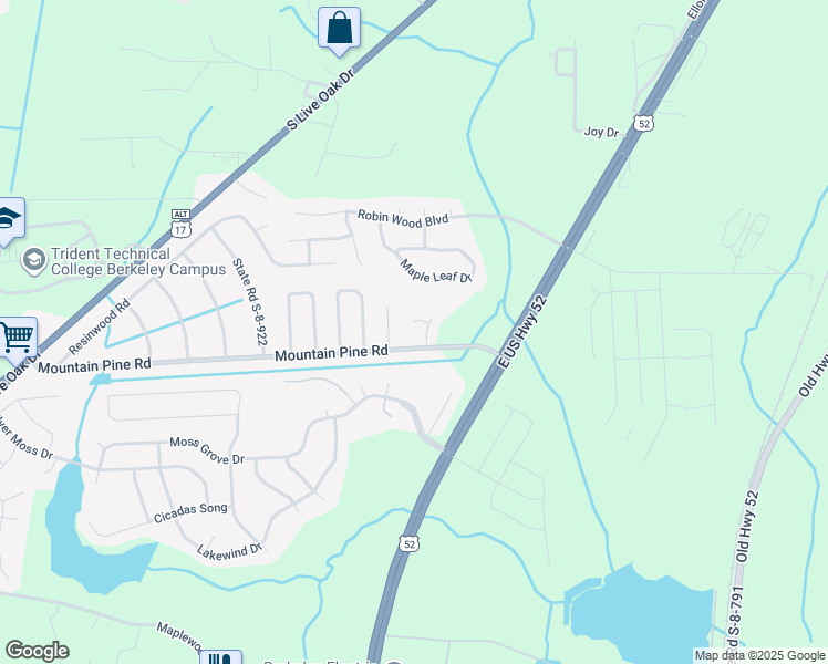 map of restaurants, bars, coffee shops, grocery stores, and more near 1006 Mountain Pine Road in Moncks Corner