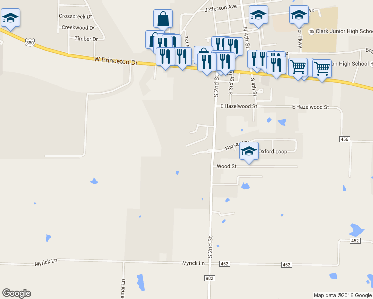 map of restaurants, bars, coffee shops, grocery stores, and more near 347 Peachtree Lane in Princeton