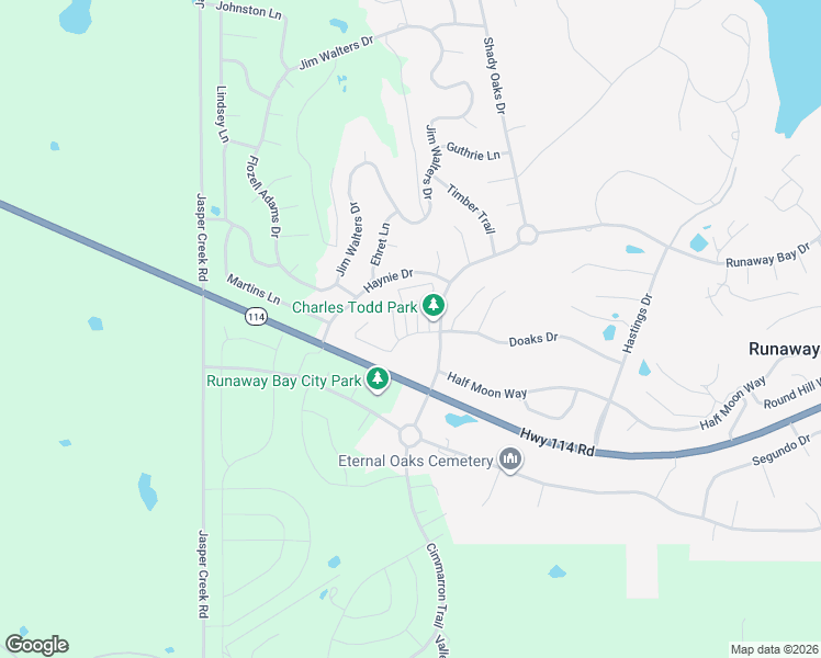map of restaurants, bars, coffee shops, grocery stores, and more near 801 Doaks Drive in Runaway Bay