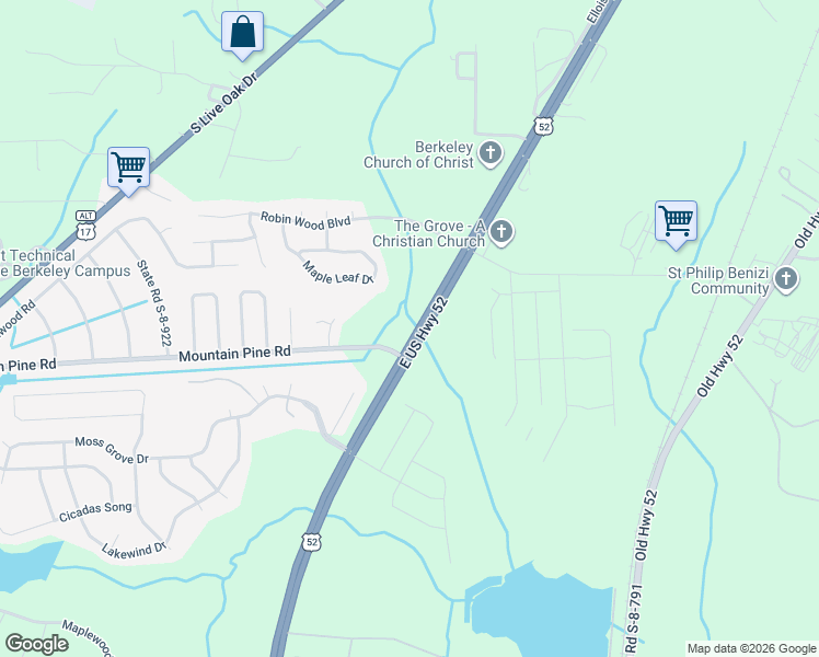 map of restaurants, bars, coffee shops, grocery stores, and more near 1222 Mountain Pine Road in Moncks Corner