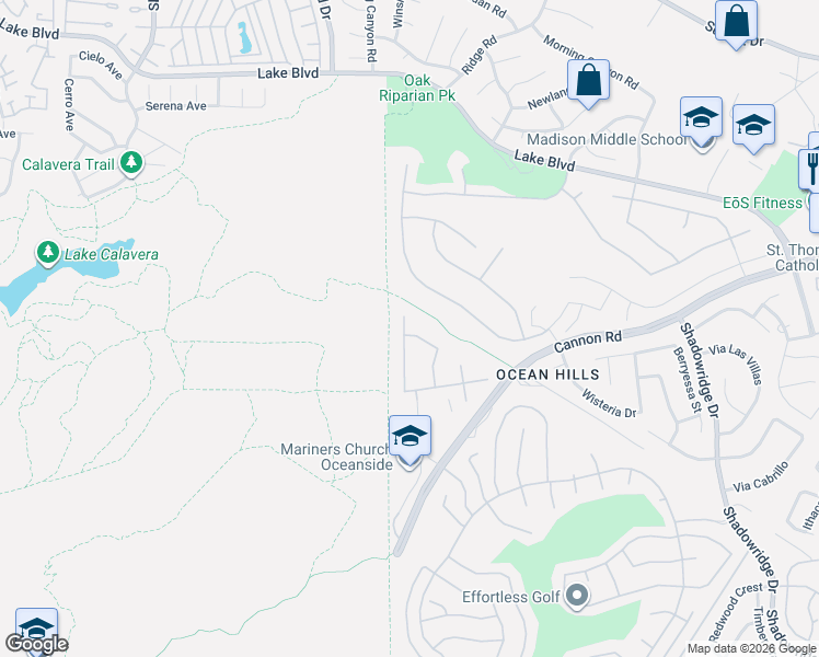 map of restaurants, bars, coffee shops, grocery stores, and more near 5063 Patra Way in Oceanside