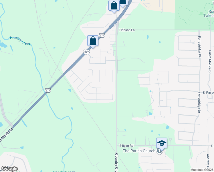 map of restaurants, bars, coffee shops, grocery stores, and more near 920 Greenbend Drive in Denton