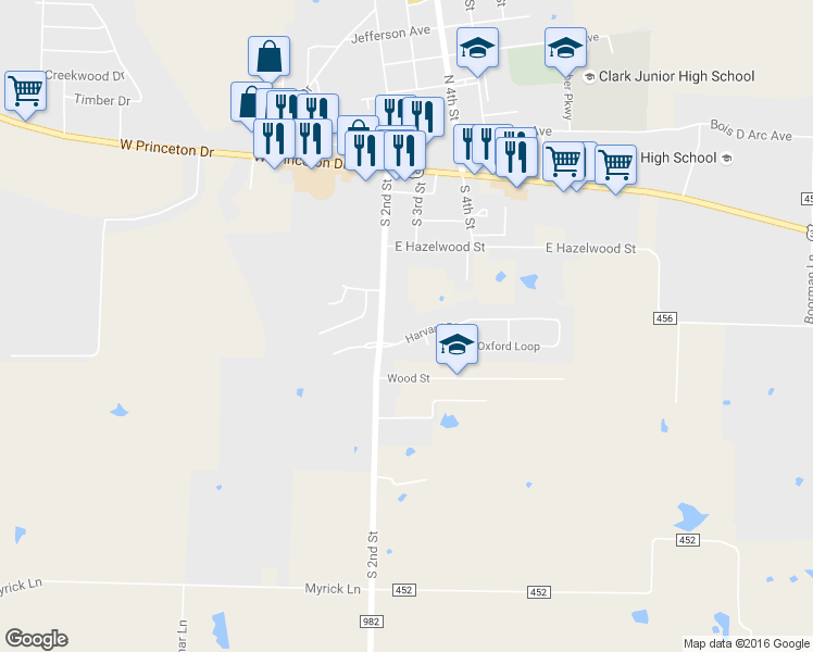 map of restaurants, bars, coffee shops, grocery stores, and more near 206 Harvard Drive in Princeton