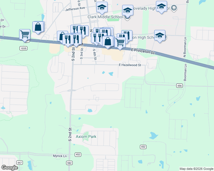 map of restaurants, bars, coffee shops, grocery stores, and more near 506 Harvard Drive in Princeton