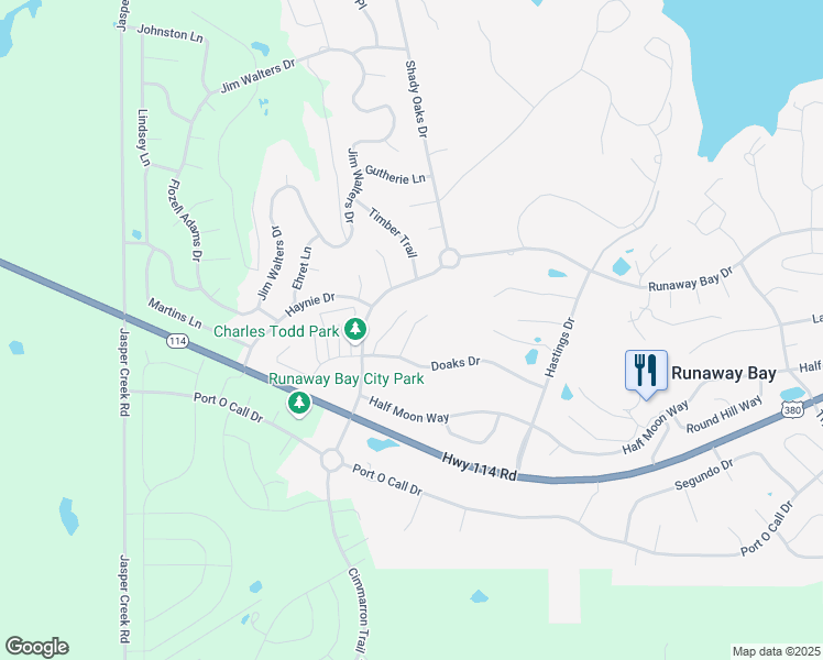 map of restaurants, bars, coffee shops, grocery stores, and more near 217 Hart Court in Runaway Bay