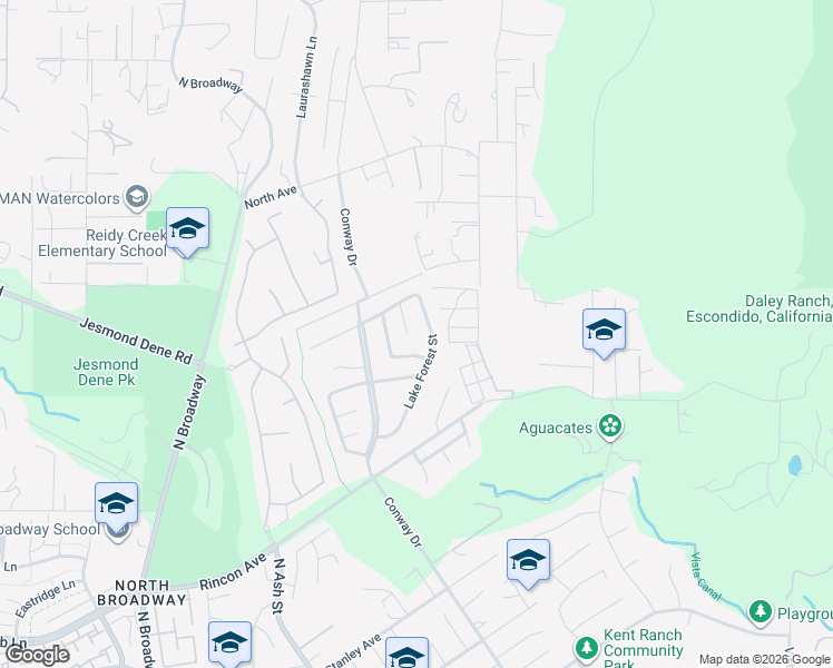 map of restaurants, bars, coffee shops, grocery stores, and more near 2424 Smokewood Place in Escondido