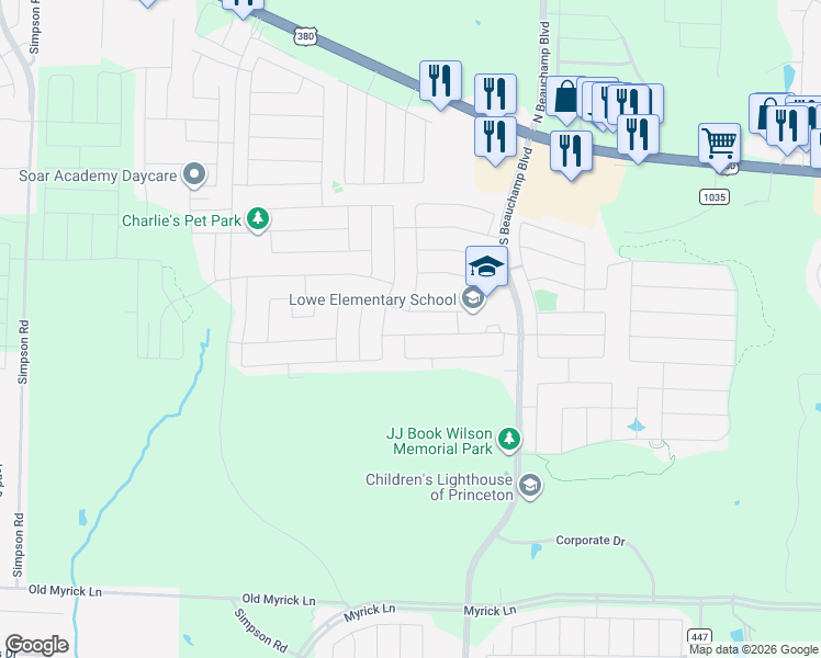 map of restaurants, bars, coffee shops, grocery stores, and more near 1002 Evergreen Street in Princeton