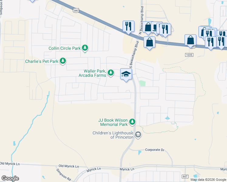 map of restaurants, bars, coffee shops, grocery stores, and more near 911 Rosewood Street in Princeton