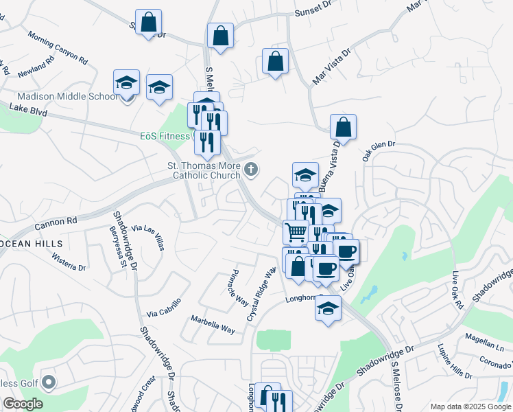 map of restaurants, bars, coffee shops, grocery stores, and more near in Oceanside