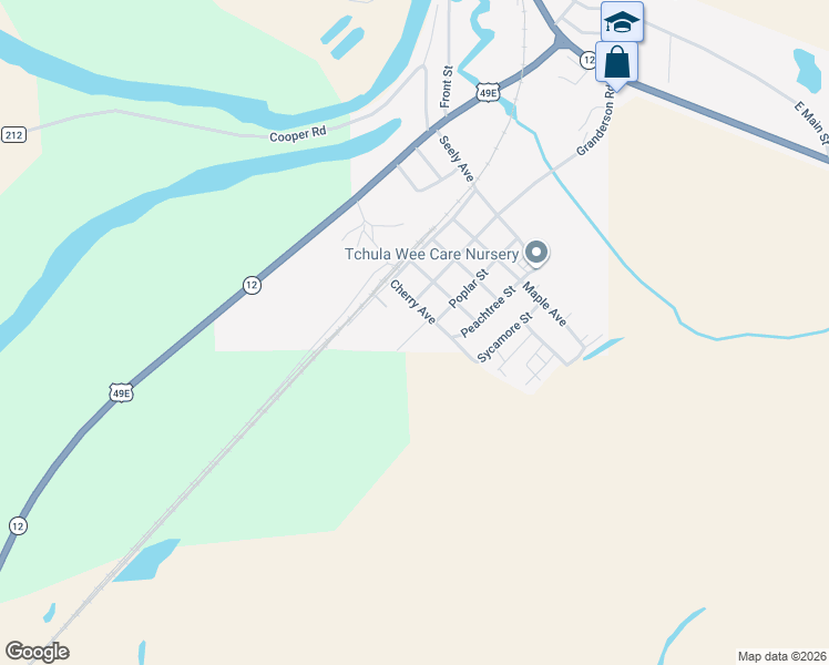 map of restaurants, bars, coffee shops, grocery stores, and more near 54 Telfair Lane in Tchula