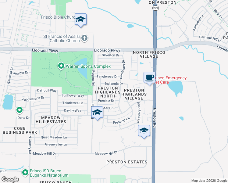 map of restaurants, bars, coffee shops, grocery stores, and more near 11013 Freemont Trail in Frisco