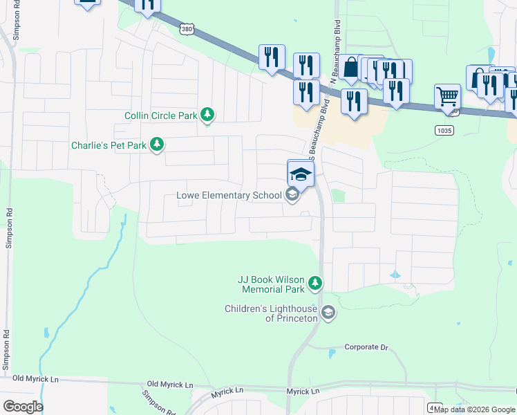 map of restaurants, bars, coffee shops, grocery stores, and more near 911 Rosewood Street in Princeton
