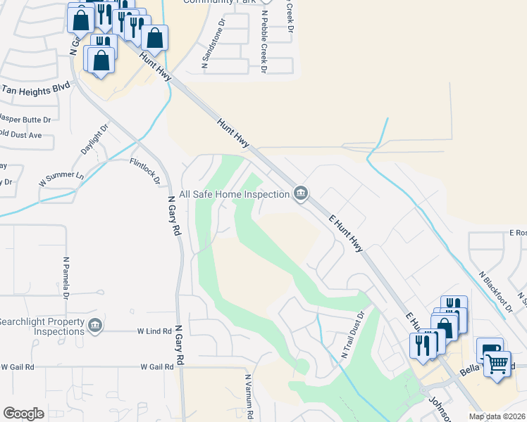 map of restaurants, bars, coffee shops, grocery stores, and more near 31993 North Skyline Drive in Queen Creek