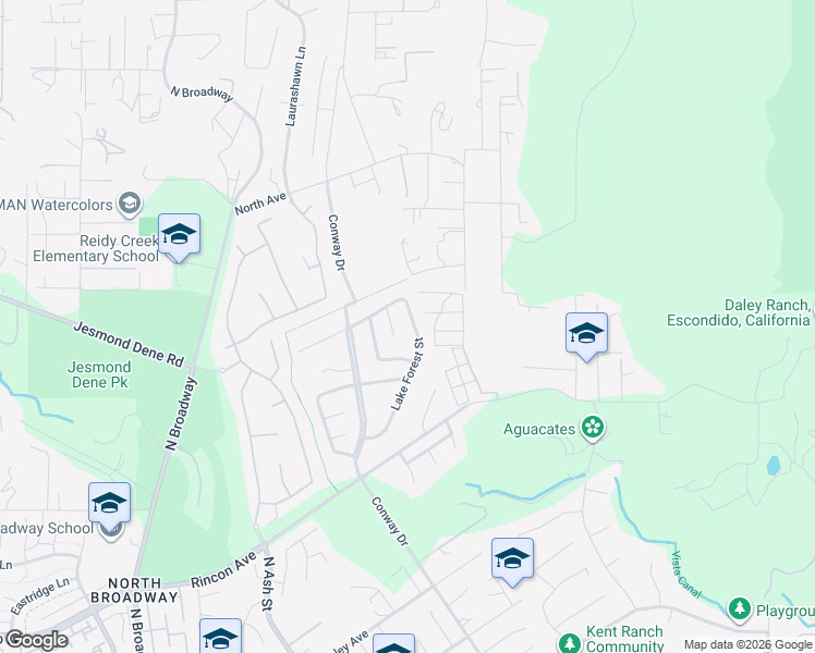 map of restaurants, bars, coffee shops, grocery stores, and more near 2426 Smokewood Place in Escondido