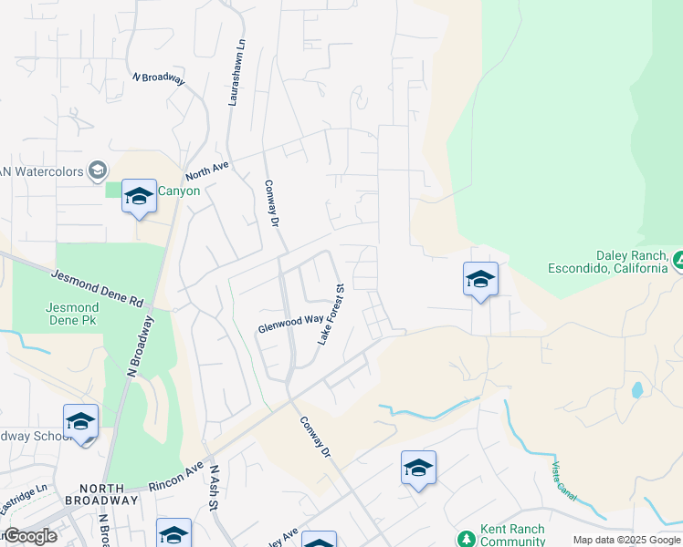 map of restaurants, bars, coffee shops, grocery stores, and more near 2422 Lake Forest Street in Escondido