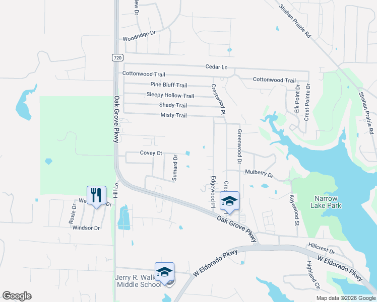 map of restaurants, bars, coffee shops, grocery stores, and more near 5997 Edgewood Place in Little Elm