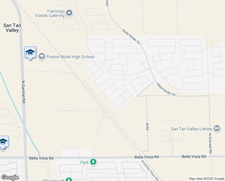 map of restaurants, bars, coffee shops, grocery stores, and more near 31252-32218 N Schnepf Rd in San Tan Valley