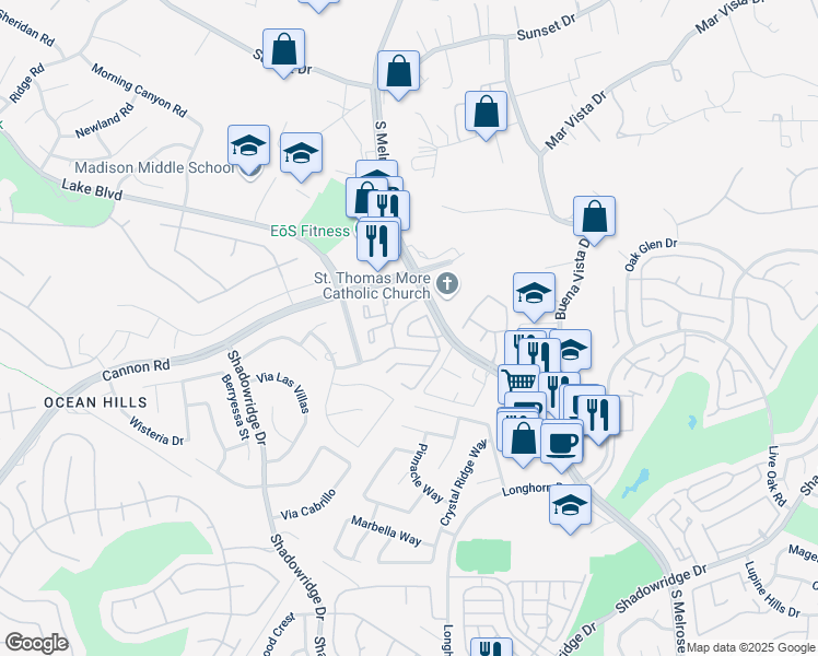 map of restaurants, bars, coffee shops, grocery stores, and more near 3542 Seaward Circle in Oceanside