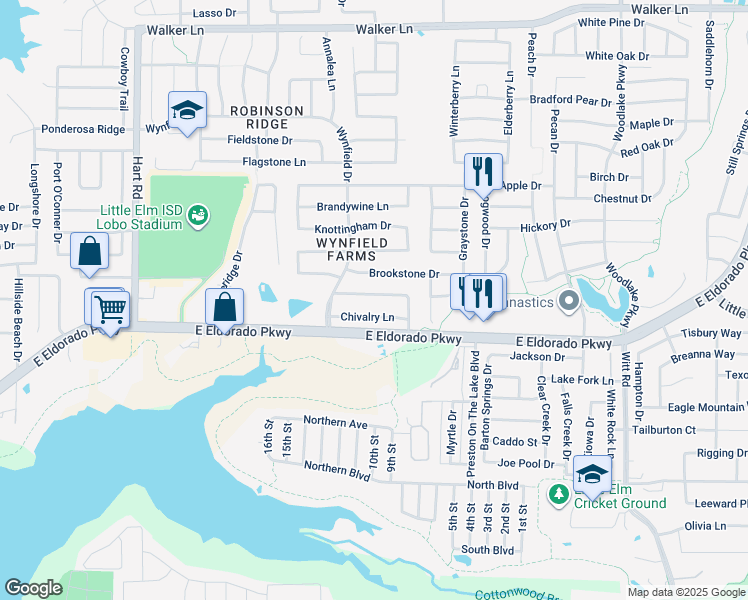 map of restaurants, bars, coffee shops, grocery stores, and more near 1571 Crown View Drive in Little Elm
