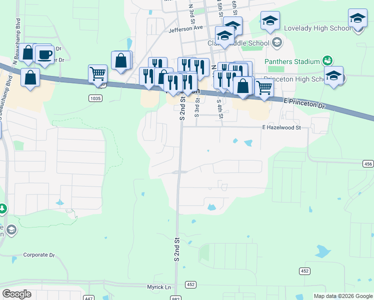 map of restaurants, bars, coffee shops, grocery stores, and more near 208 Harvard Drive in Princeton