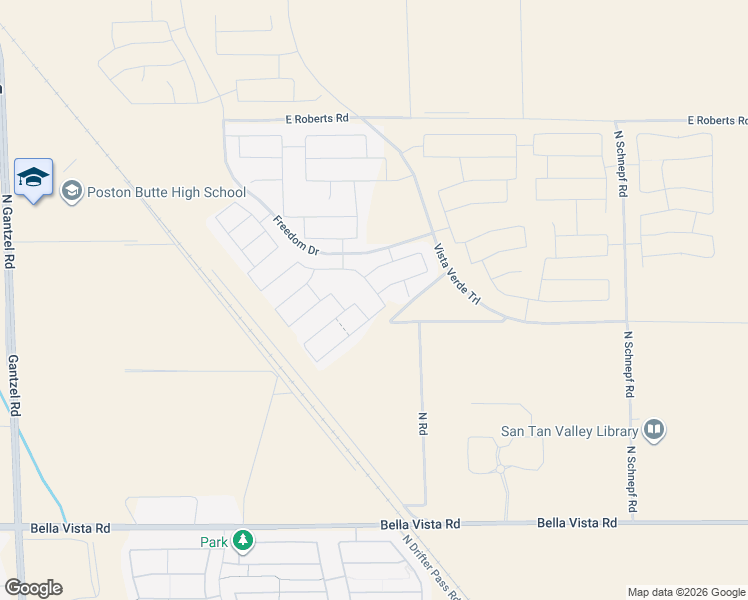 map of restaurants, bars, coffee shops, grocery stores, and more near 31252-32218 North Schnepf Road in San Tan Valley