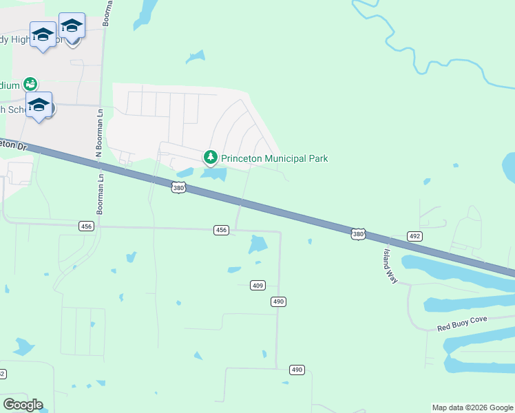 map of restaurants, bars, coffee shops, grocery stores, and more near East Princeton Drive in Princeton