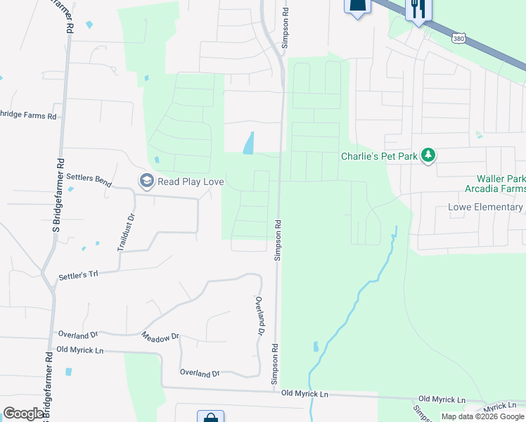 map of restaurants, bars, coffee shops, grocery stores, and more near 770 Overland Drive in McKinney