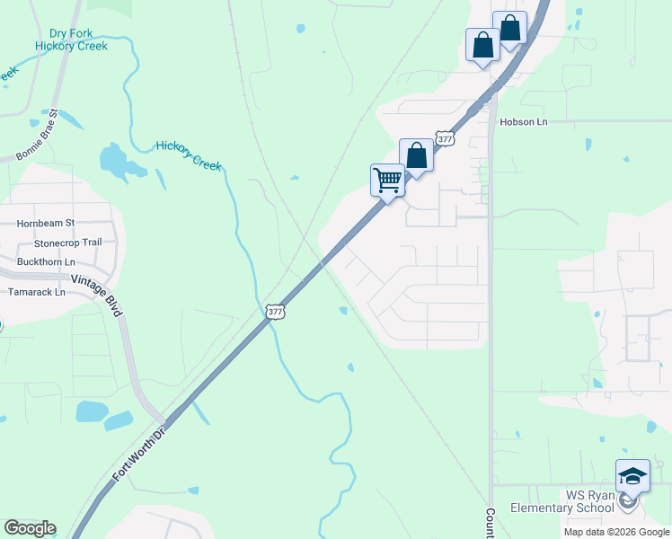 map of restaurants, bars, coffee shops, grocery stores, and more near 3324 Bentgate Court in Denton